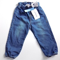 Spodnie Joggery DZIEWCZĘCE Niebieskie Jeans KOKARDKA roz. 80-86 cm A732