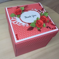 Czerwony exploding box dla nauczyciela, Koniec Roku, handmade