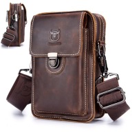 BULLCAPTAIN FÉRFI VALÓDI BŐR VÁLLTÁSKA POSTÁS TÁSKA BARNA LOGÓ