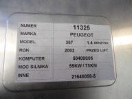 Peugeot 307 computer, control unit 9641232080, 9638442580-03