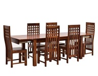 Komplet obiadowy stół krzesła drewno palisander