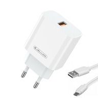 SZYBKA Ładowarka Sieciowa 22,5W QC 3.0 USB + Kabel USB - Micro USB