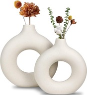Ceramiczny Wazon Biały na Kwiaty Pampasy Boho x2