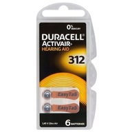 6x BATERIA SŁUCHOWA DURACELL ACTIVAIR PR41 DA312