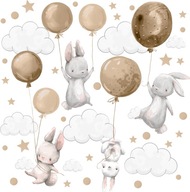 Detské samolepky na stenu Zajačiky balóniky Béžová