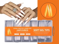 SOFT GEL TIPS CLEAR gelové tipsy průhledné dlouhé 240 ks SZPIC