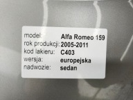 ALFA ROMEO 159 05-11 sedan boot doors boot lights KOMPLET colour C403