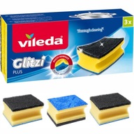 VILEDA GLITZI PLUS – Gąbka Zmywak Myjka kuchenna do mycia naczyń 3 szt