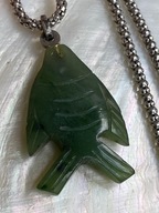 Wisior zawieszka stary srebrny rybka ryba jadeit cz.kompletu
