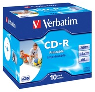 Napaľovacie CD VERBATIM 700MB 52X AZO PRINT ID Jewel 10pk