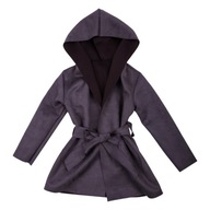 Oblečenie taliansky šedý dievčenský kabát jarný kardigan viazaný 122/128