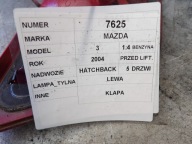 Mazda 3 light rear left trunk door