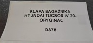 trunk door boot rear HYUNDAI TUCSON IV 2020