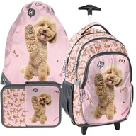 ZESTAW szkolny plecak na kółkach Pies Piesek Pudel Różowy | Dla dziewczynki