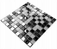 Sklenená mozaika čierna strieborná biela MONTE II