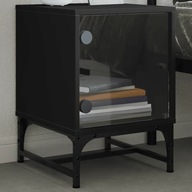 Nočný stolík so sklenenými dverami čierny 35x37x50 cm