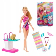 Barbie Zestaw Lalka Pływaczka z pieskiem GHK23