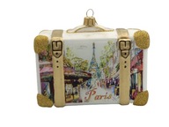 Vianočná Guľa zdobená Cestovný kufor Paríž 11x7cm