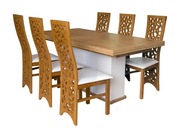 Rozkladací stôl 160 + 2x40 cm + 6 Stoličiek stromček