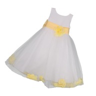 Sukienka dla dziewczynki w kwiaty Sukienka dla dziewczynek na imprezę Wizytowa sukienka dla dziewczynek 4-5 lat Żółta