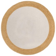 Pleciony dywan, biało-naturalny, 150 cm, juta, baw