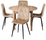 Rozkładany Stół z Krzesłami 4szt Okrągły Zestaw Do Kuchni Salonu Jadalni