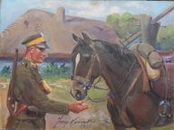 JERZY KOSSAK(1886-1955) UŁAN KARMIĄCY KONIA