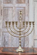Strieborný hliníkový židovský svietnik - Menora , Chanuka Judaica