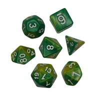 7 kusov akrylových polyedrických kociek D4 D6 D8 D10 D12 D20 Darčeky Žltá Zelená