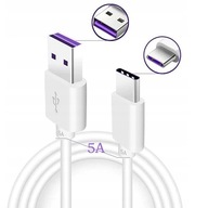 KABEL USB DO USB-C BIAŁY 5A SZYBKIE ŁADOWANIE 1M