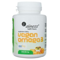 Aliness Vegan Omega 3 DHA 250 mg Mastné kyseliny Imunita Pamäť 60 kaps