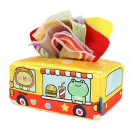 zabawka sensoryczna pudełko rozwój montessori bibułka Bus