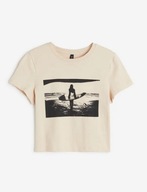 H&M Krótki top z nadrukiem surfer bluzka 36 S T175