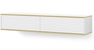 RTV skrinka WABI 180 cm závesná frézovaná biela matná zlatá