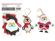 Vianočná dekorácia 6ks Tučniak Mikuláš prívesok