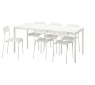 IKEA VANGSTA/ADDE Stôl a 6 stoličiek biela 120/180cm