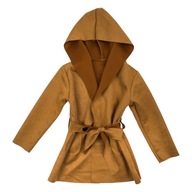 Oblečenie taliansky medový dievčenský kabát jarný kardigan kapucňa 122/128