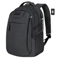 KROSER Plecak biznesowy na laptopa miejski szkolny 15,6" pojemny USB czarny
