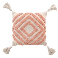 DEKORAČNÁ PODUŠKA 40x40 ČERVENÁ BAVLNENÁ S STRAPCAMI