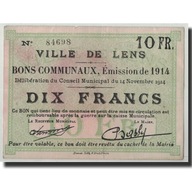Banknot, Francja, Lens, 10 Francs, 1914, EF(40-45)