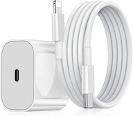 RÝCHLA NABÍJAČKA SIEŤOVÝ ADAPTÉR PD 20W + KÁBEL PRE IPHONE USB-C LIGHTNING + USB-C KÁBEL - LIGHTNING pre IPHONE 11 12 13 14 Ipad Ipod Airpods PD 20W 1M