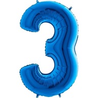 Fóliový balónik Číslica 3 Modrá - 102 cm Grabo
