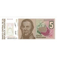 Banknot, Argentina, 5 Australes, KM:324b, UNC(60-6