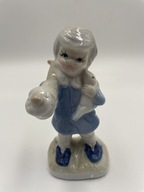 Piękna porcelanowa figurka chłopca z królikami