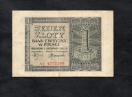 Banknot 1 złoty -- 1941 rok -- seria AE