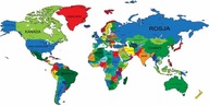Samolepky na stenu mapa sveta farebná samolepka do obývačky 75x150 cm