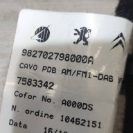 bundle of the sensor Peugeot Rifter 982702798000A