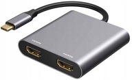 HUB USB-C ADAPTER PRZEJŚCIÓWKA 2x HDMI 4k