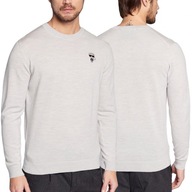 Karl Lagerfeld pánsky sveter z vlny klasický šedý logo XL