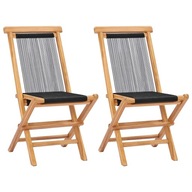 Skladacie záhradné stoličky 2 ks masívne teakové drevo a šnúrka